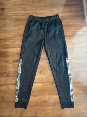 Puma Black Jogger Sweatpants with Gray Side Panels